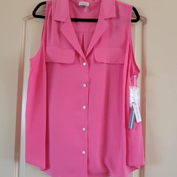 Hot Pink Button Up Blouse - Picture 2 of 3